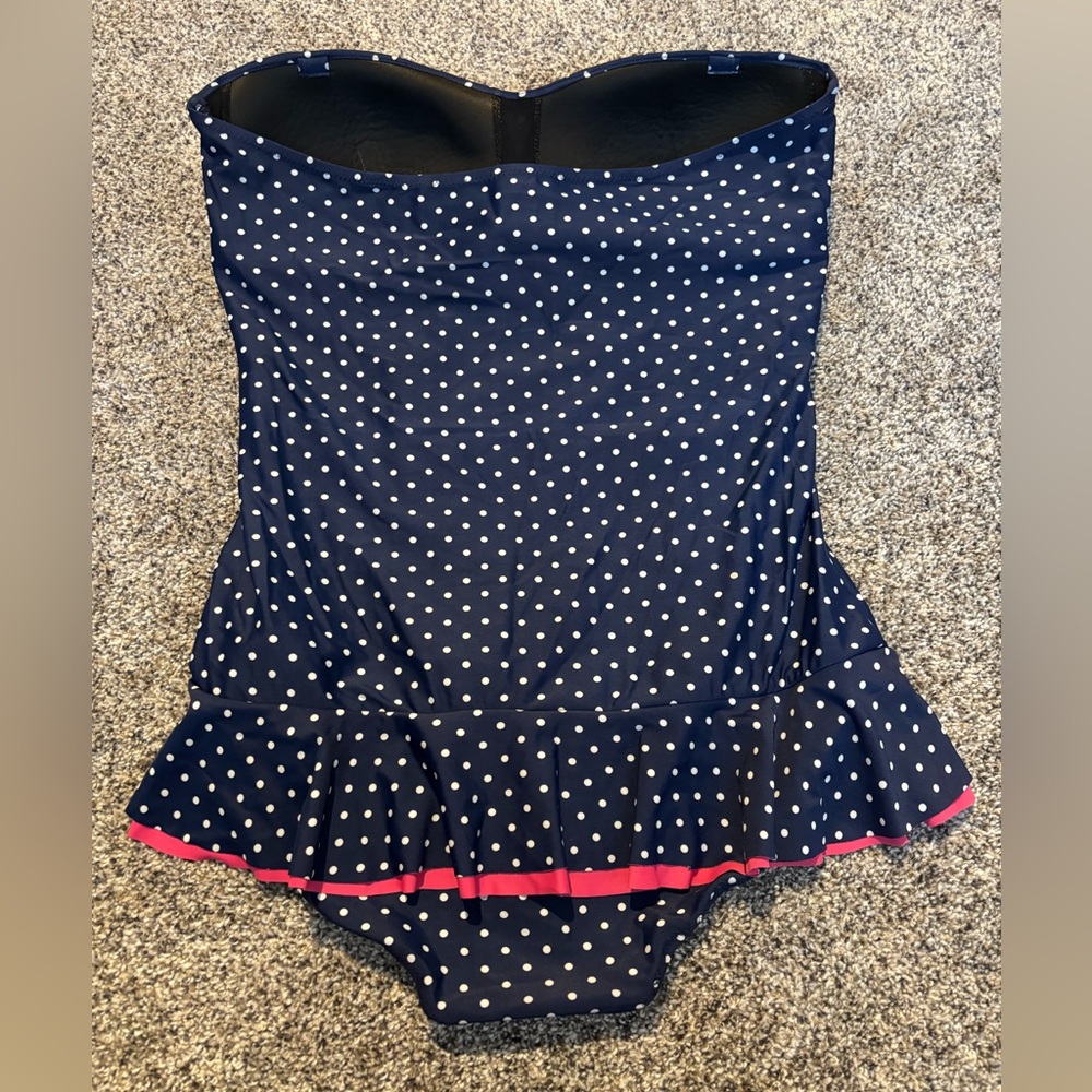 Mazu Navy Blue with White Polka Dots One Piece Swimsuit - Picture 4 of 4